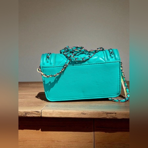 Badgley Mischka Small Crossbody With Frame And Chain On Cover Green (New) - Picture 5 of 12